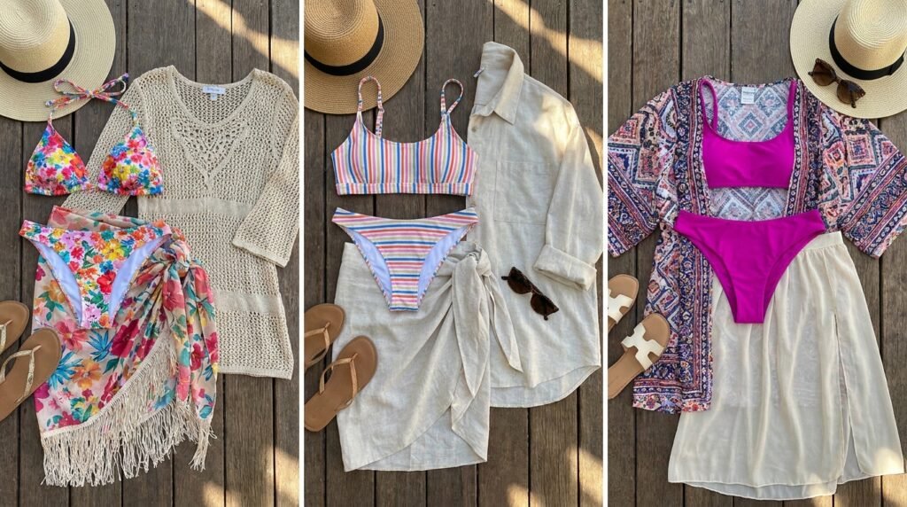 beach outfit collage 